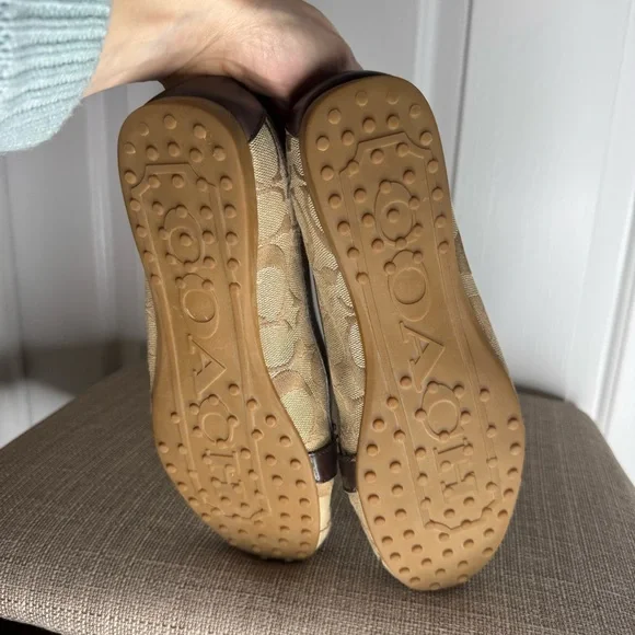 Coach Logo Shoes Flores A2160 loafers brown signature C jacquard size 7.5 - Picture 6 of 7